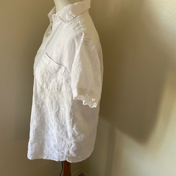 In Bed Store Women’s White Linen Button Down Shirt Blouse Pajama Top Size 2 - Picture 3 of 9